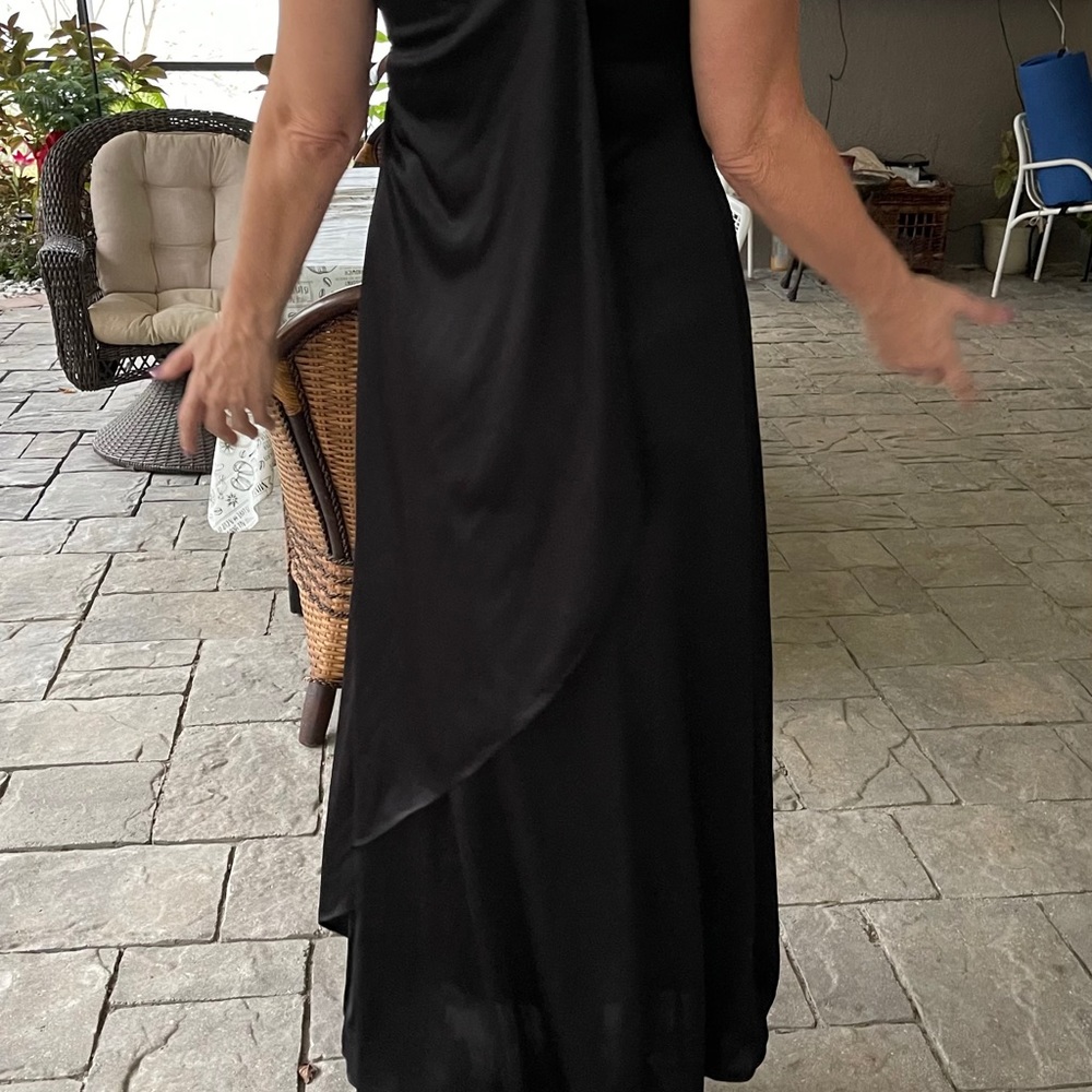 Formal black dress with sequence shoulder strap